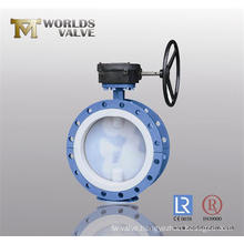 PFA Coating Double Flange Butterfly Valve